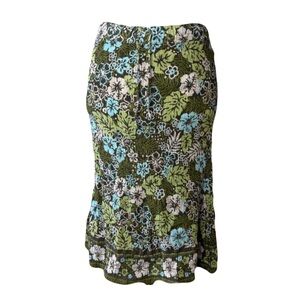Jaclyn Smith Green and Blue Floral Skirt